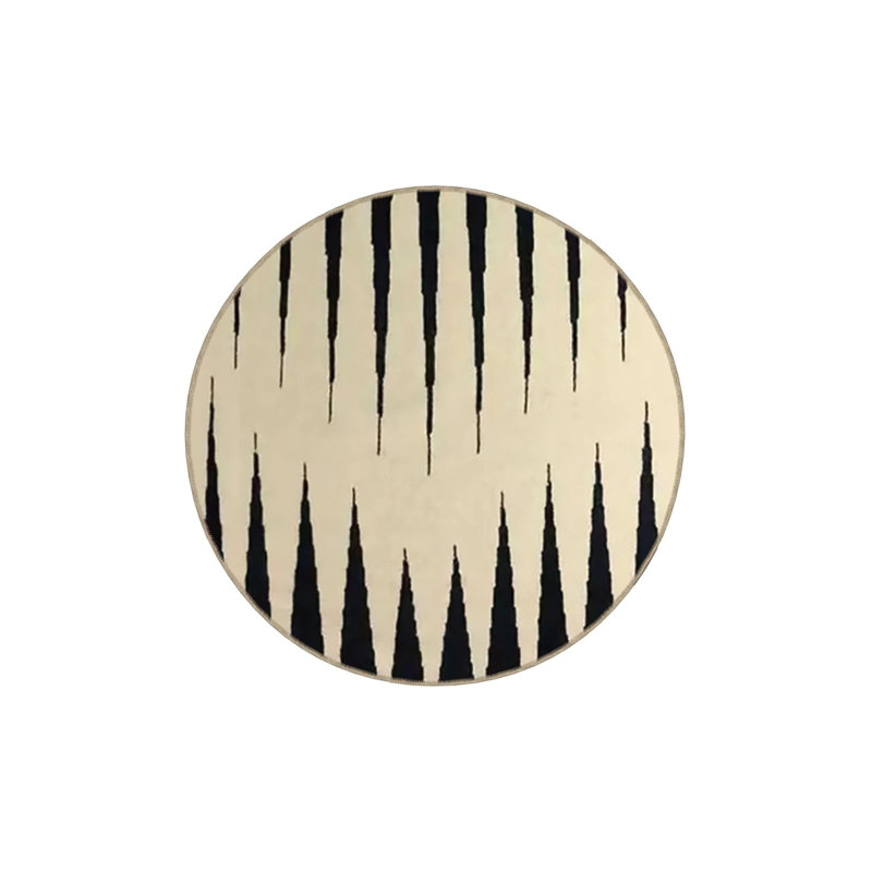 Black And Beige Themed Triangular Geometric Patterned Creative Modern Decorative Carpet, Rectangle 4'8" x 6'7"
