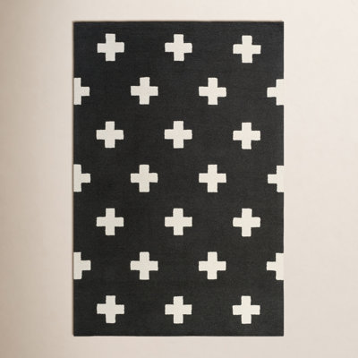 Cavan Black Hand-Tufted Geometric Wool Rug