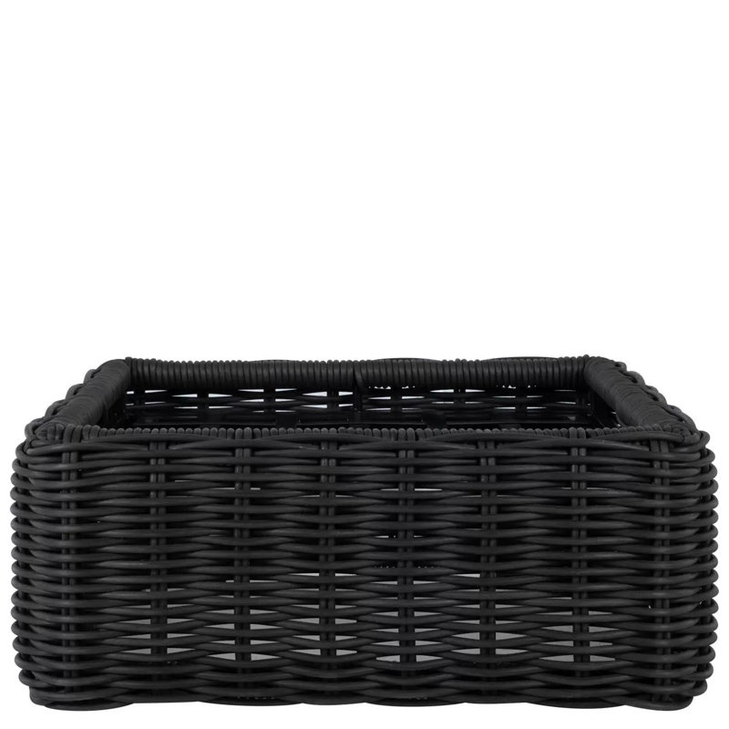 Montecito N-Dura Resin Wicker Outdoor Woven Ottoman - Onyx, 34.5 In., Yes, Bali Pearl
