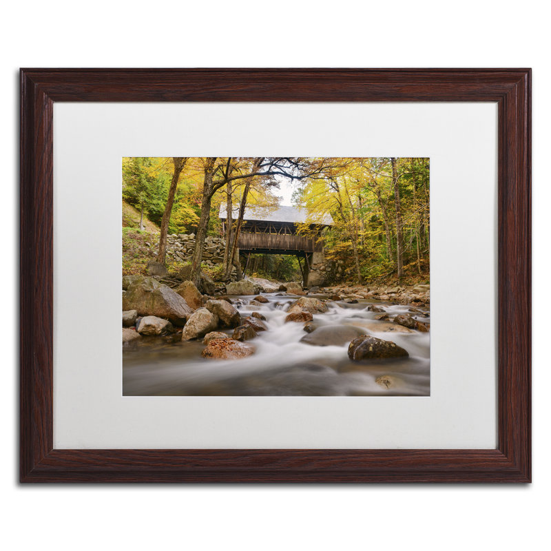 « the flume bridge », reproduction de photo sur toile encadrée, H 16 po x l 20 po, Toile avec cadre noir, Blanc