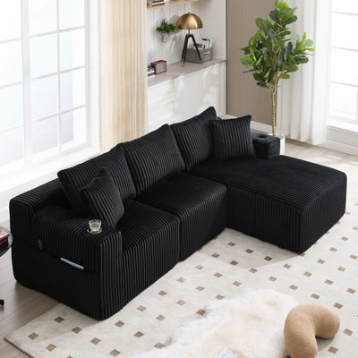 3 Seater Corduroy Corner Sectional