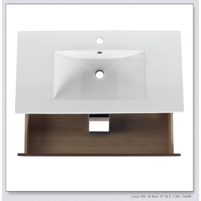 36" Wall-Mounted Bathroom Vanity With Ceramic Sink, 2-Soft Close Drawers