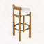 Ensemble de 2 tabourets de bar Elise d'intérieur en bois à dossier bas avec revêtement blanc, finition noyer