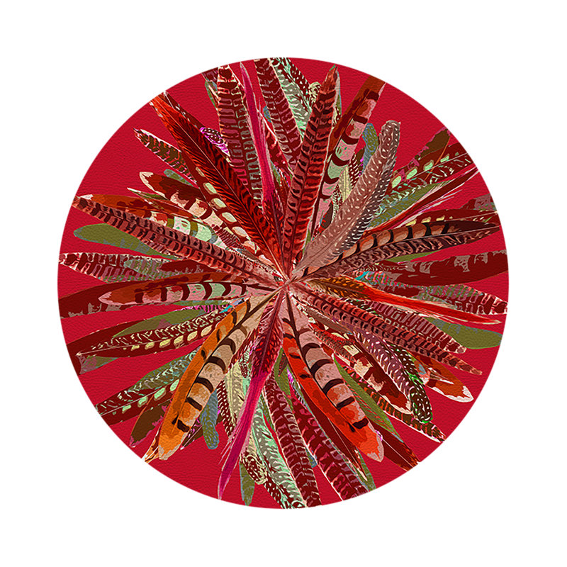 Napperon Â« Plumes de faisan Â», Rouge