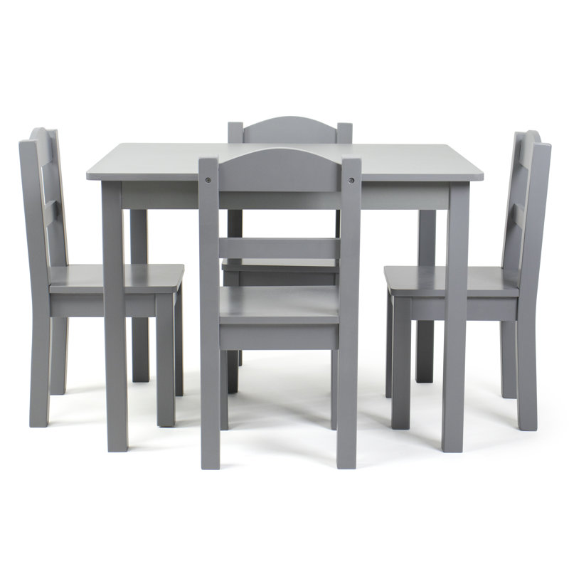 Kids 5 Piece Rectangular Play Or Activity Table and Chair Set, Grey