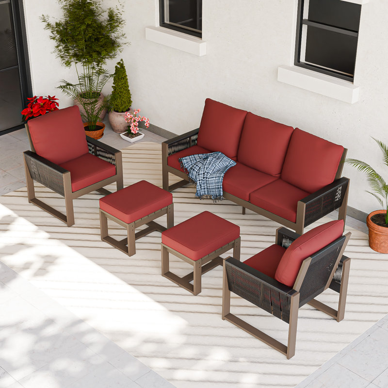 Ensemble de conversation pour 5 personnes, Rouge