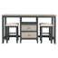 Ensemble de table de salle à manger à hauteur de comptoir en bois 3 pièces avec armoire, 2 tiroirs de rangement et 2 tabourets Farmhouse Rustic-1760906791-1760906792