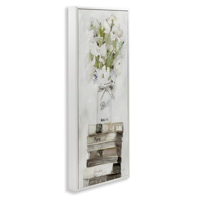 Fleurs blanches sur des livres vieillis, estampe numérique par Stellar Design Studio