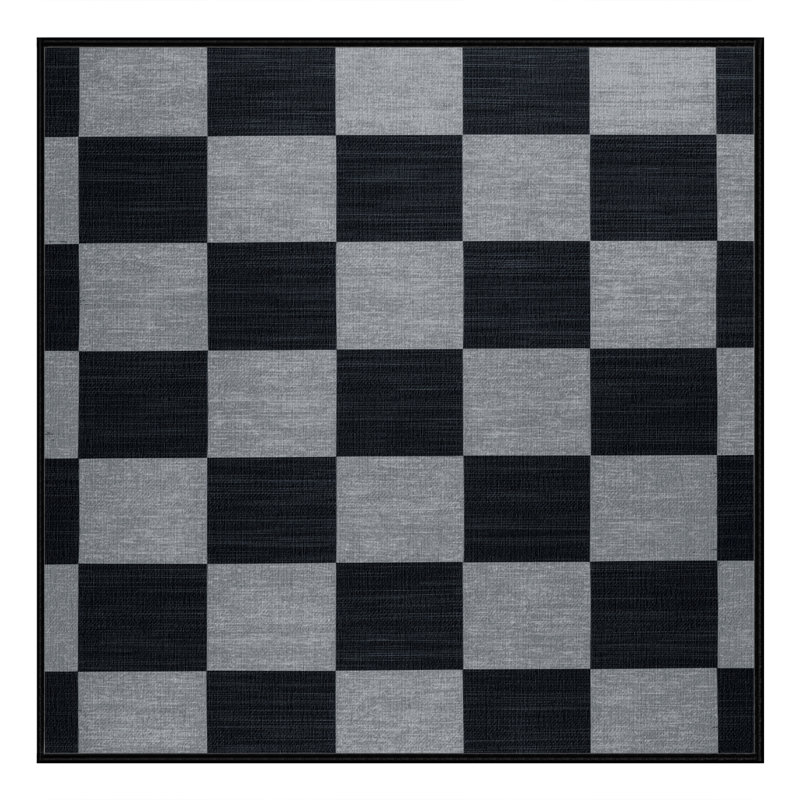 Machine Washable Checkered Gray Area Rug, Square 4'