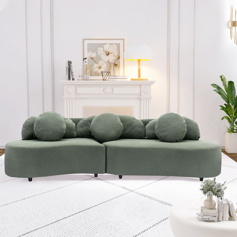 Jovanny Modern 103.9'' Living Room Sofa Pea Shaped Couch,sofa,couch, Green Polyester