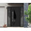 Front Exterior Prehung Steel Door / Deux 6501 Anthracite / 2 Side Exterior Windows / Stainless Inserts Single Modern Painted-W14+36+14" x H80"-Right-hand Inswing