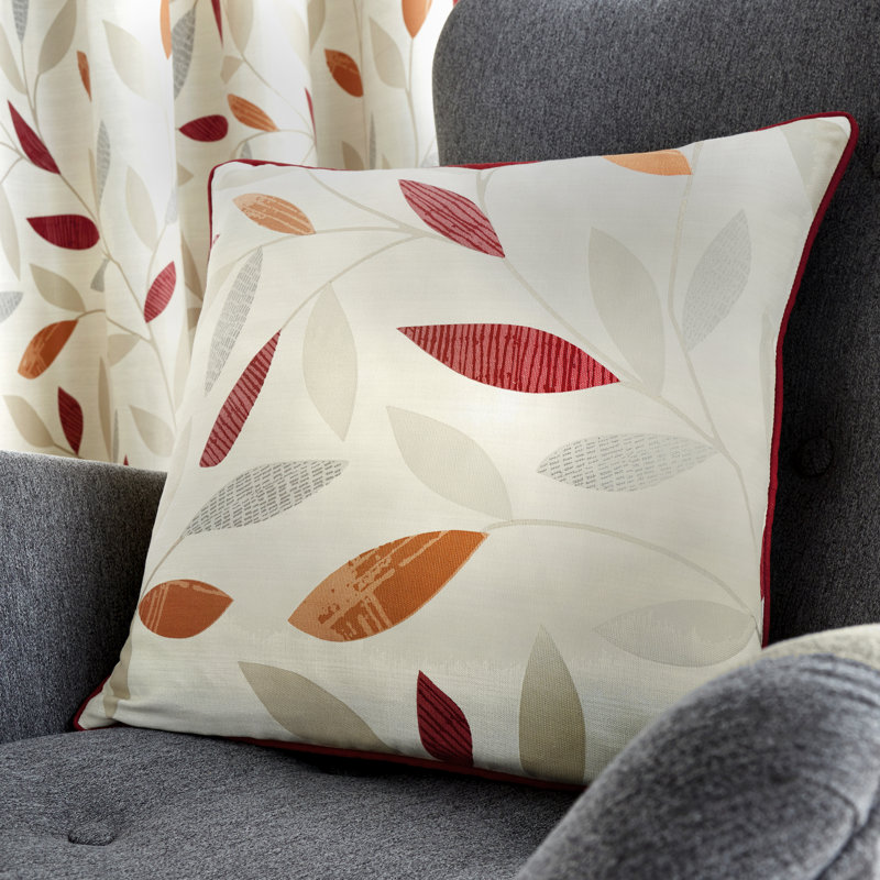 Floral Square Pillow Cover, Red