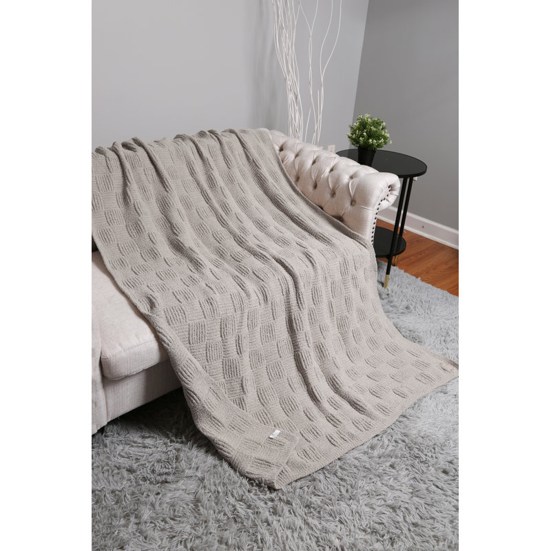 Jeté de luxe en tricot uni , Gris