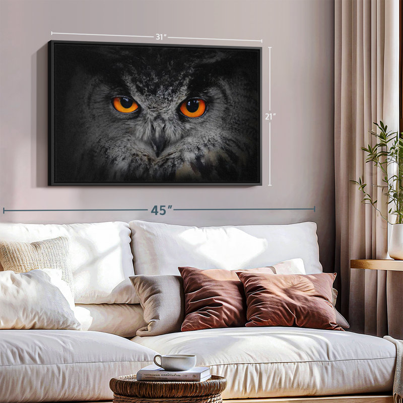 " Mesmerizing Gray Owl Canvas Print ", 21" H x 31" W