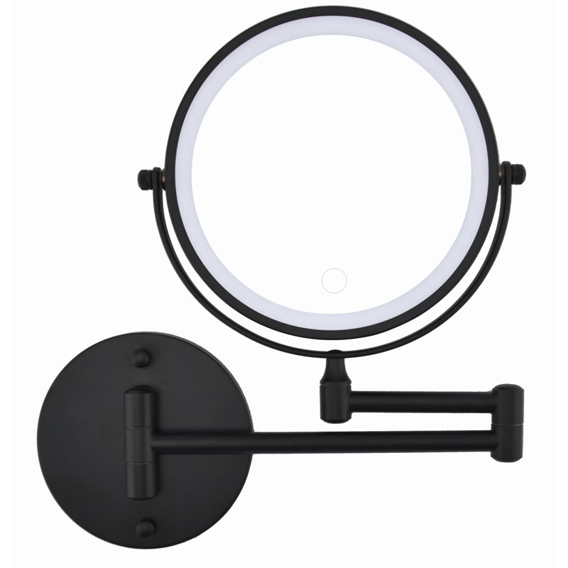 Miroir de maquillage mural rechargeable avec loupe et miroir grossissant de 8 po avec lumières 1X / 10, Chrome