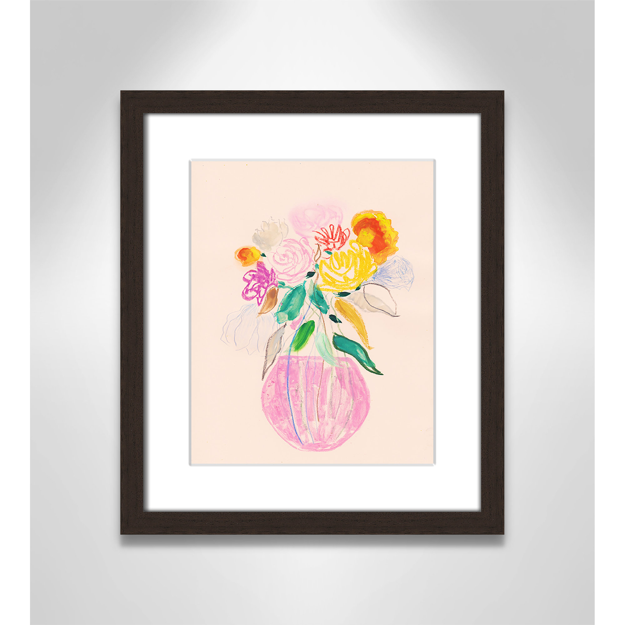 Simple Floral I Print by Bea Dina, Walnut Single Picture Framed Paper, 15" H x 13" W x 1.25" D, White