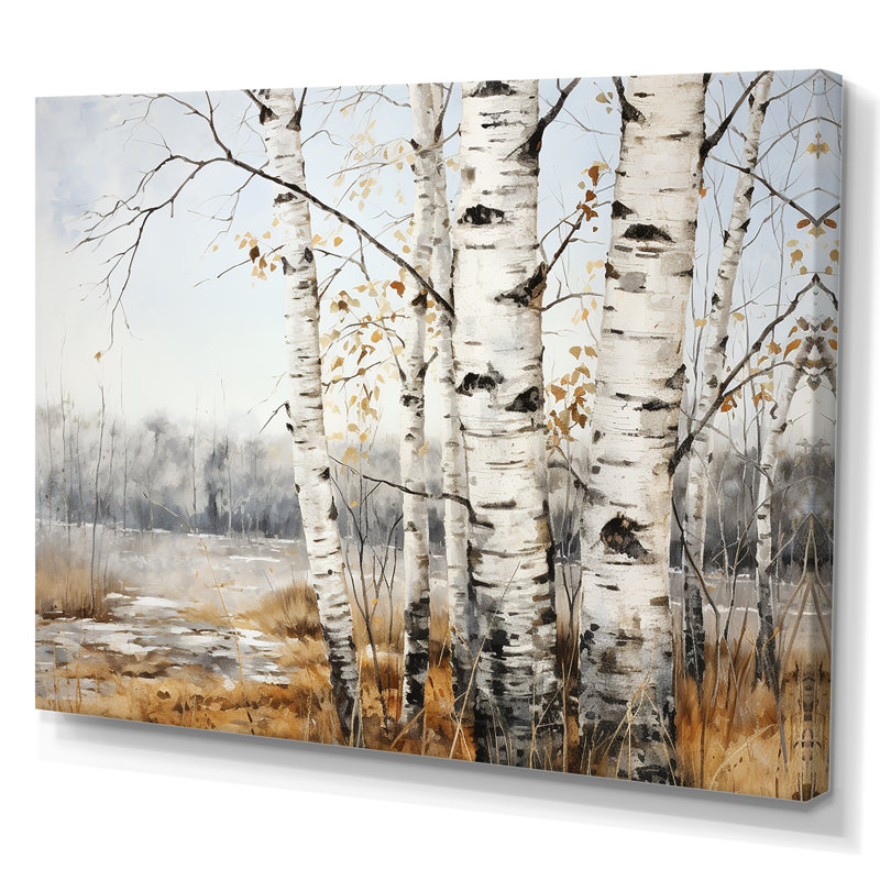 «Silver Minimalisme Tree Birchs Breath» sur toile, Toile tendue, H 24 po x l 32 po