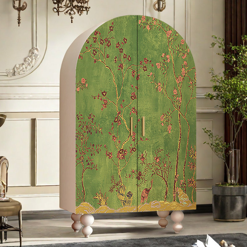 Armoire arquée avec tringle à vêtements et tablettes, Ivoire blanc