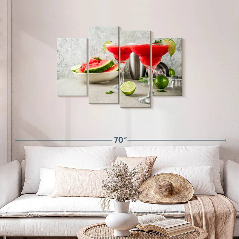 Margarita Brampt melon d'eau cocktails, H 27 po x l 43 po