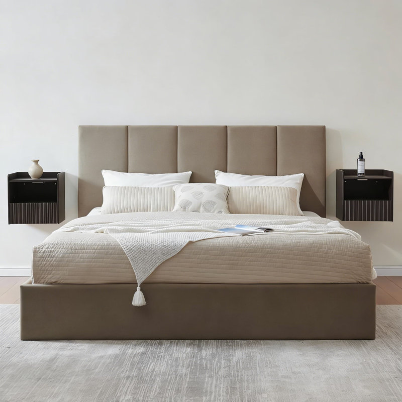 Table de chevet flottante moderne avec tiroir de rangement et tablette de présentation - table de chevet murale pour petits espaces, mobilier de chambre minimaliste