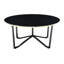 Table basse ronde et tables de bout, ensemble de 3 pièces, plateau en verre trempé noir, cadre en métal, meubles de salon modernes