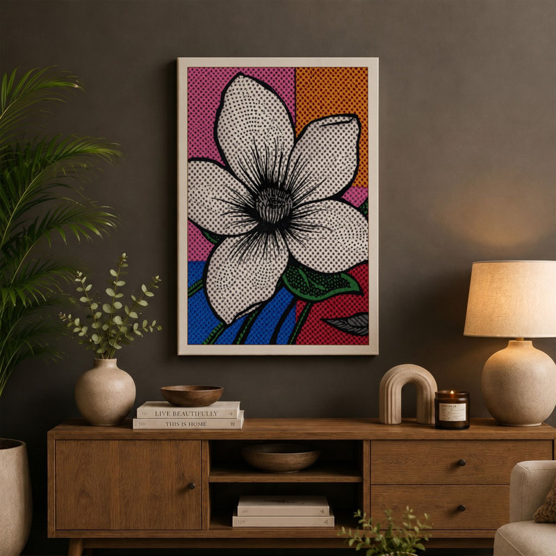 Geometric Bloom Modern - Wrapped Canvas, 30x20 - 76.2 x 50.8 cm, Sage Border