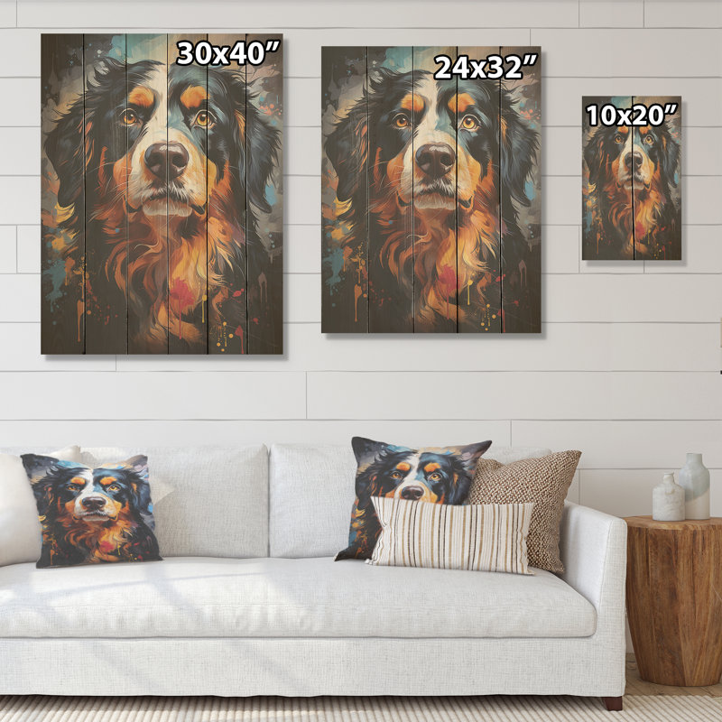 Bernese Mountain Majesty - chien, art mural sur bois de pin naturel, H 40 po x l 30 po