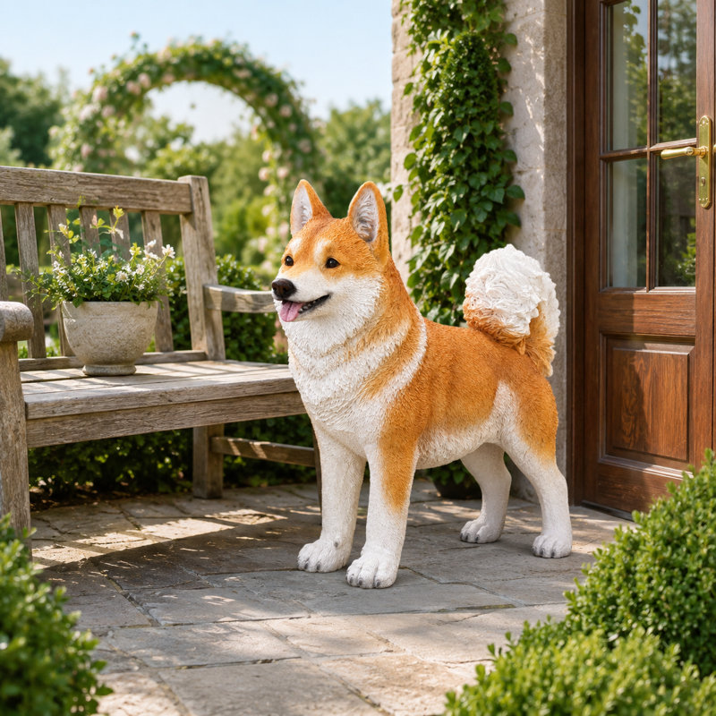 Statue de jardin Corgi en résine de 30 cm (11,81 po), chien debout peint à la main, décoration extérieure