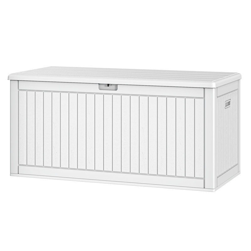 Edrosie Inc 69.6'' W 260 Gallons Water Resistant Resin Lockable Deck Box in White