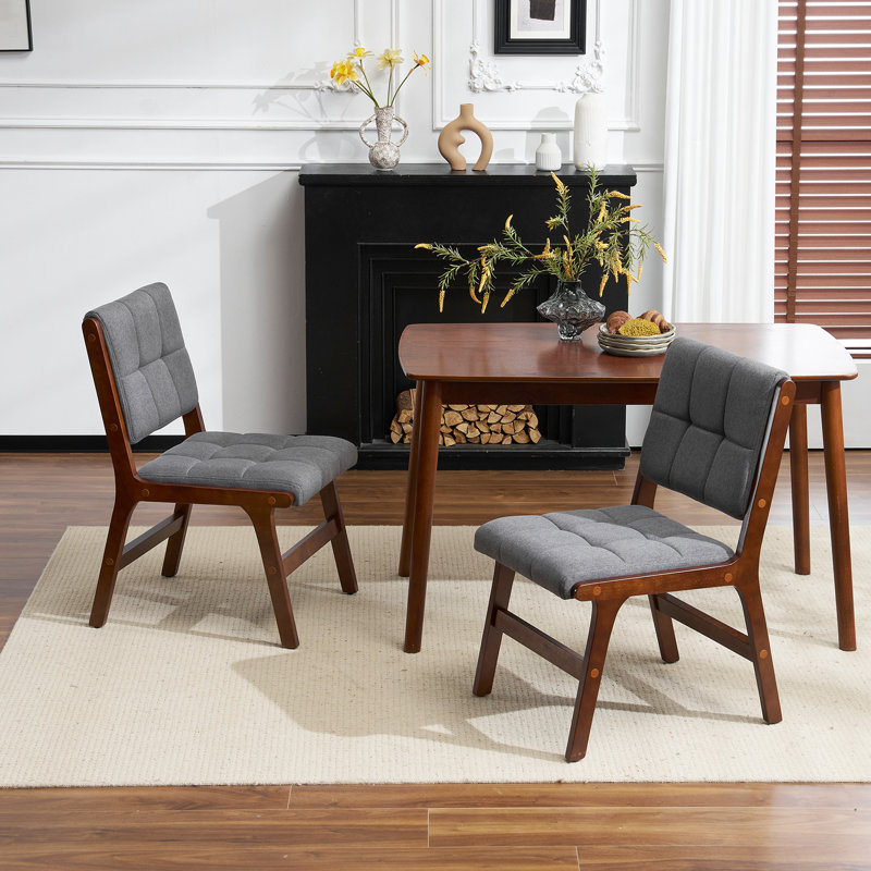 Upholstered Dining Chairs Set of 2 with Rubber Wood Leg for Dining Room, Kitchen, Living Room., Gray