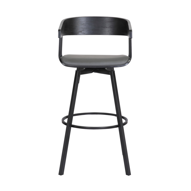 Tabouret rembourré Lynnox, Tabouret de comptoir (siège d'une hauteur de 27 p, Noir, Gris