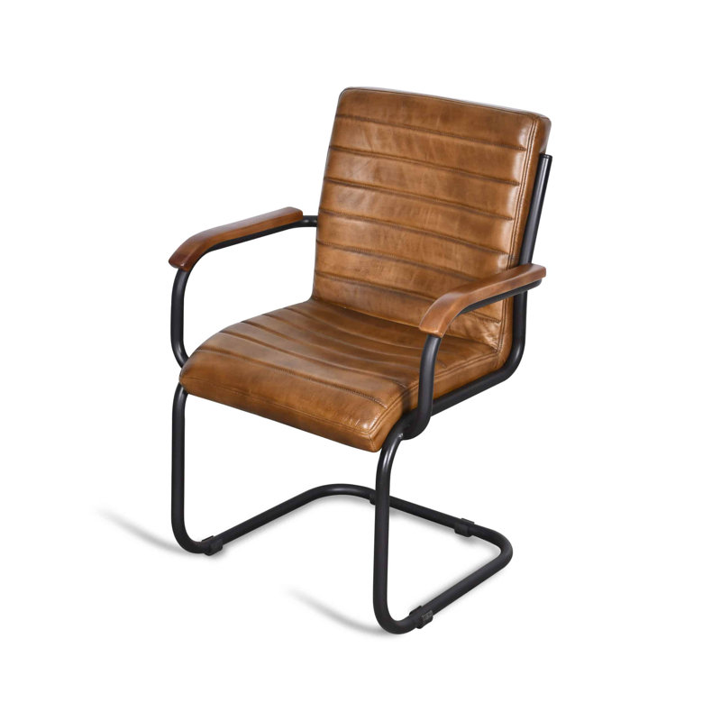 Carlissia 19.3cm H Leather Upholstered Metal Upholstered Back Accent, Brown