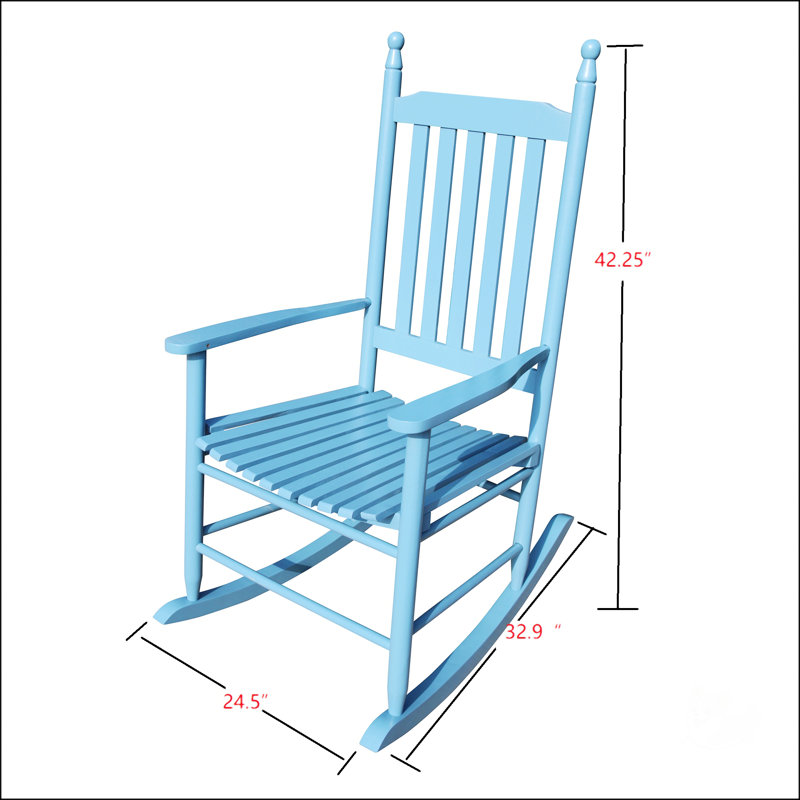 Chaise berçante en bois, Bleu