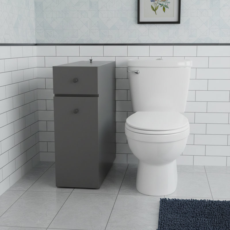 Adalberto 7.5" Wide Free-Standing Bathroom Vanity Cabinet with Flip Top