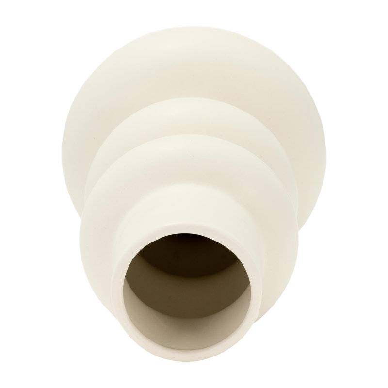 Decorative Vase, Off White, 9" H x 10" W x 6"D