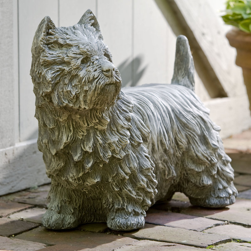 Dog West Highland White Terrier Garden Statue, Alpine Stone