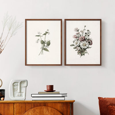 «Vintage Floral XXV», impression giclée sur cadre - ensemble de 2