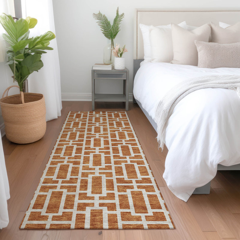 Tapis terre cuite lavable à la machine Premium Prisco, Tapis de couloir 2 pi 3 po x 7 pi 6 po