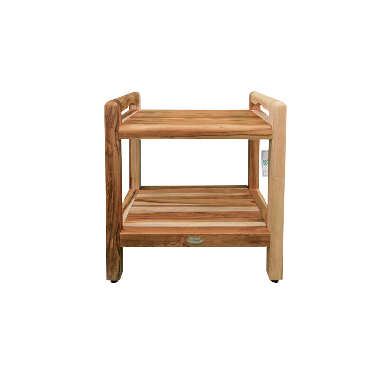 EcoDecors 20" Earthy Teak Shower Bench with Shelf