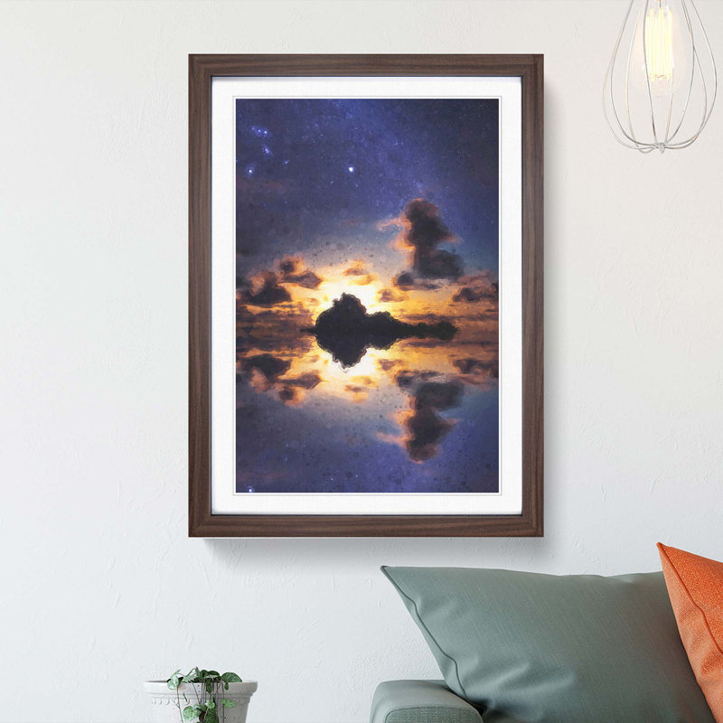 Stars Above Big Sur in California - Picture Frame Graphic Art Print, 48cm H x 36cm W x 2cm D, Walnut Framed