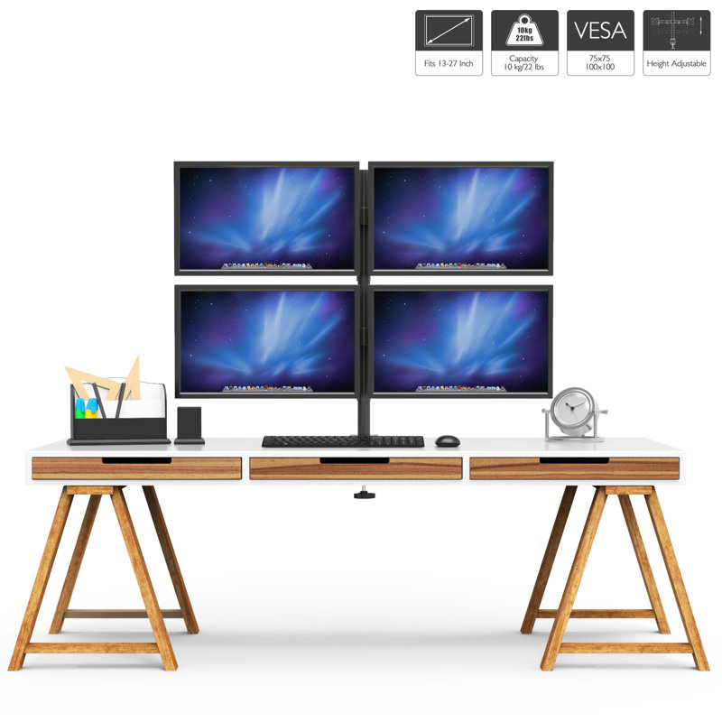 Quad Four Arm Tilt/Swivel Universal Desktop Mount "for 13"-27" LCD