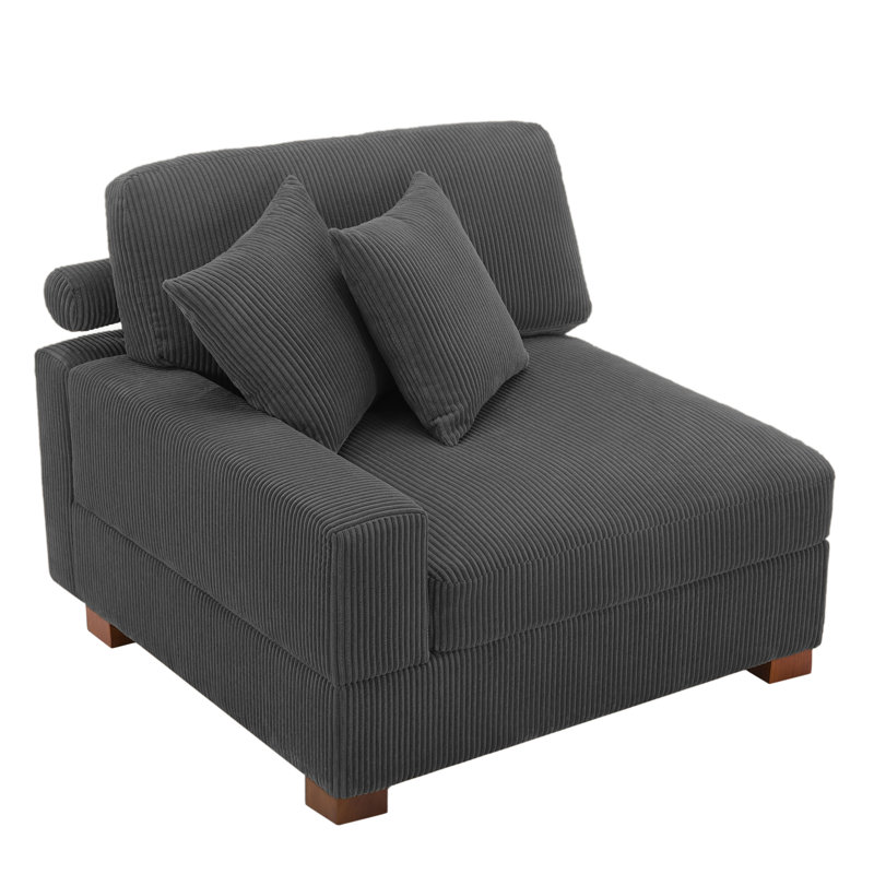 Upholstered Armchair, Grey Corduroy