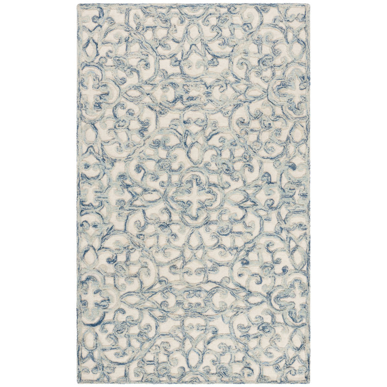 Marys Trace Hand Tufted Wool And Cotton With Latex Floral Rug