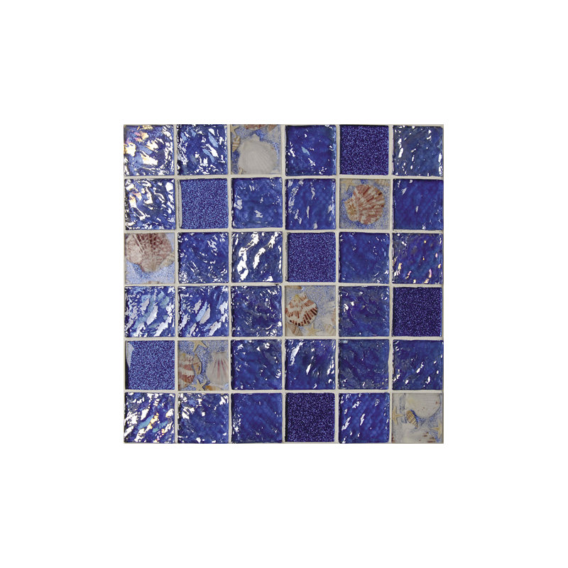 Glass Tile Blend 2" x 2" Glass/Seashell Grid Mosaic Wall & Floor Tile