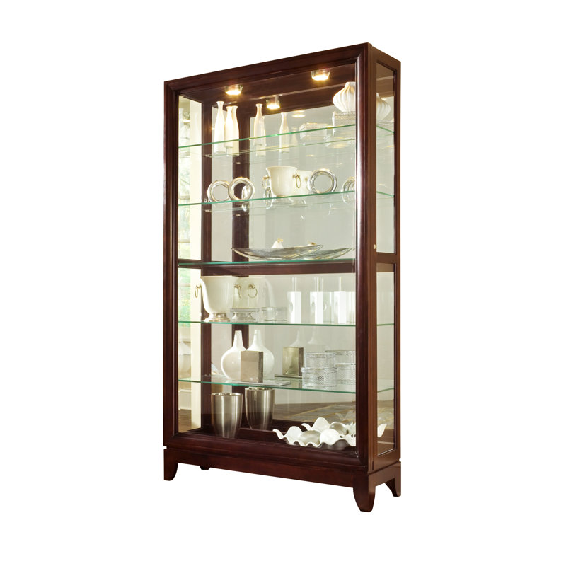 Goode Spenser Sliding Door 5 Shelf Curio Cabinet in Deep Brown