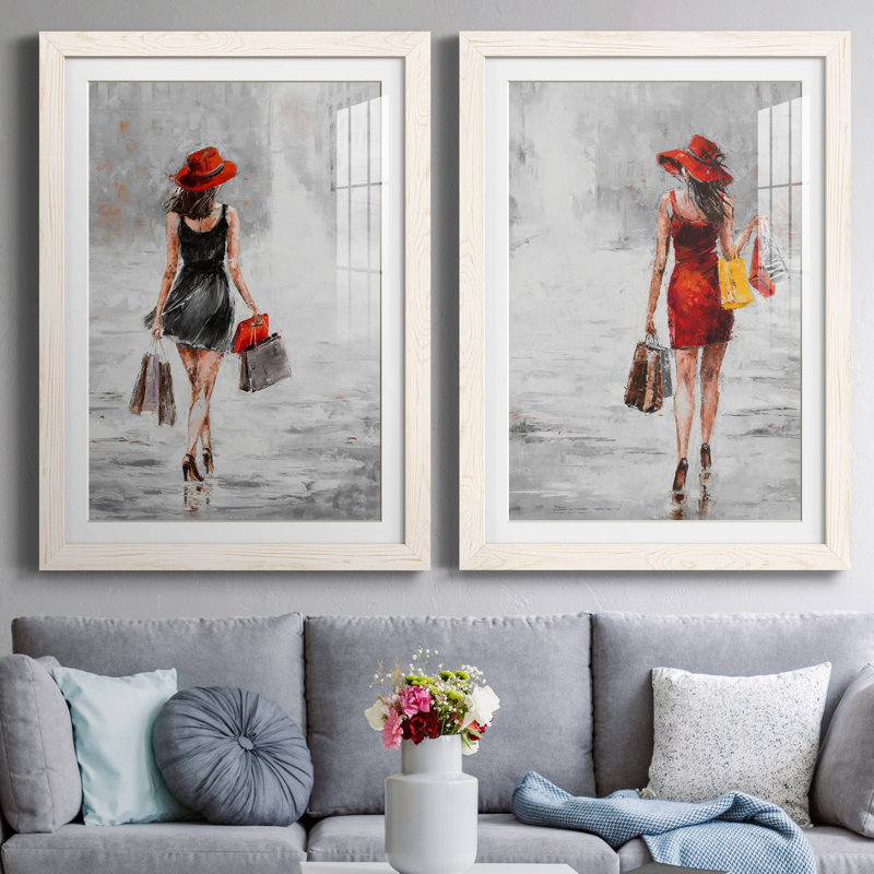 City City I - ensemble de 2 reproductions d'art, Blanc, Papier encadré blanc, H 37,5 po x l 55 po x P 1,5 po
