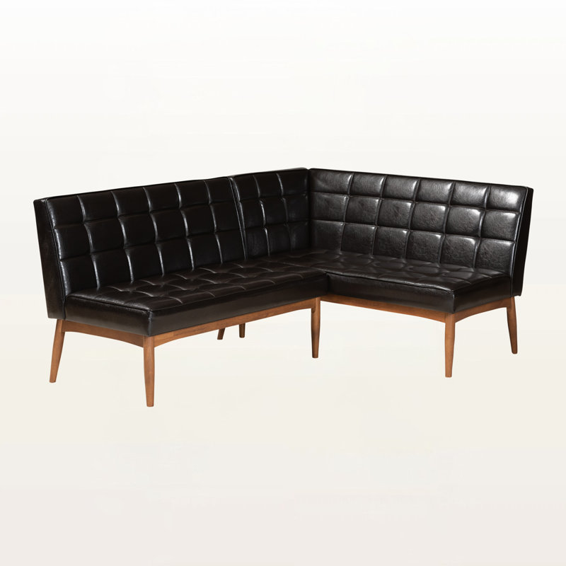 Faux Leather Upholstered Bench, Dark Brown/Brown