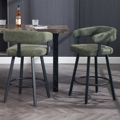 21.75'' W Upholstered Counter Stool with Metal Footrest