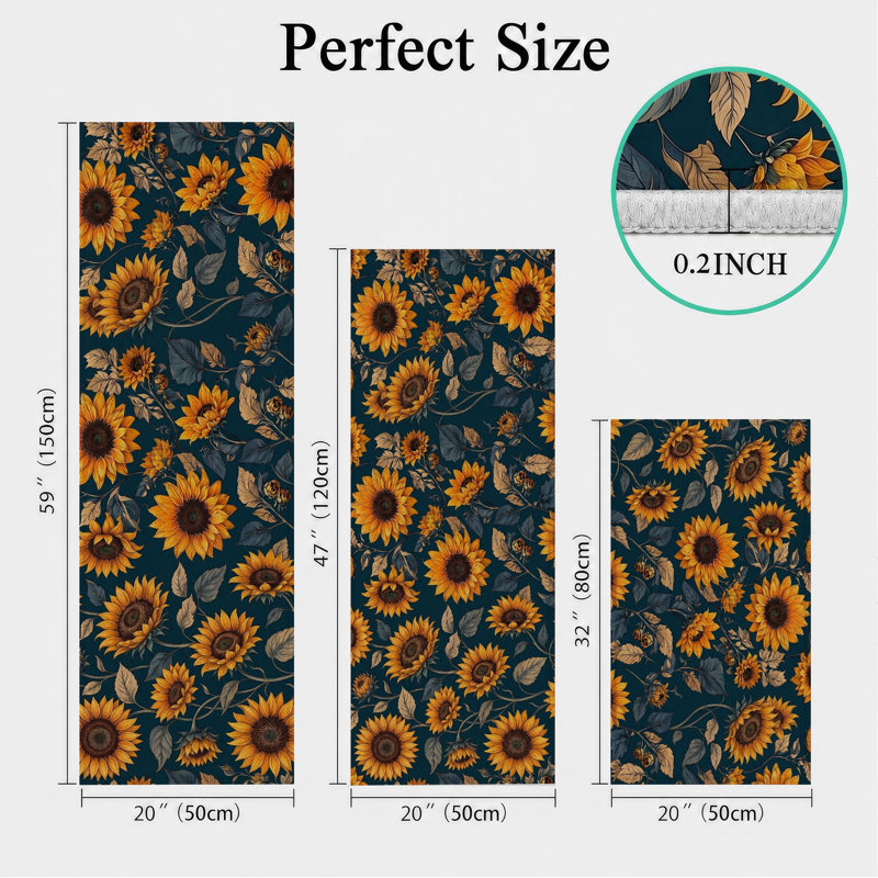 Tapis de cuisine tournesol antidérapant lavable