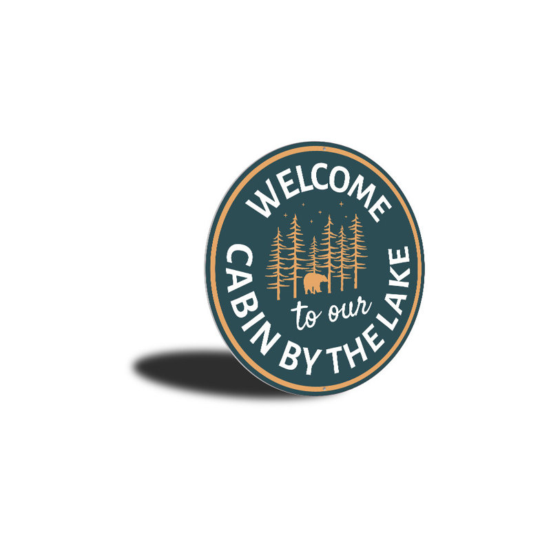 Plaque en aluminium Lake Cabin Welcome, H 18 po x l 18 po x P 0,06 po